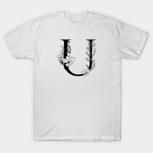 Letter U Monogram - Floral Initial T-Shirt